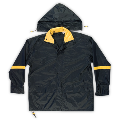 4XL CLC Custom Leathercraft R1034X 2-Piece Nylon Rain Suit with Detachable Hood Black 